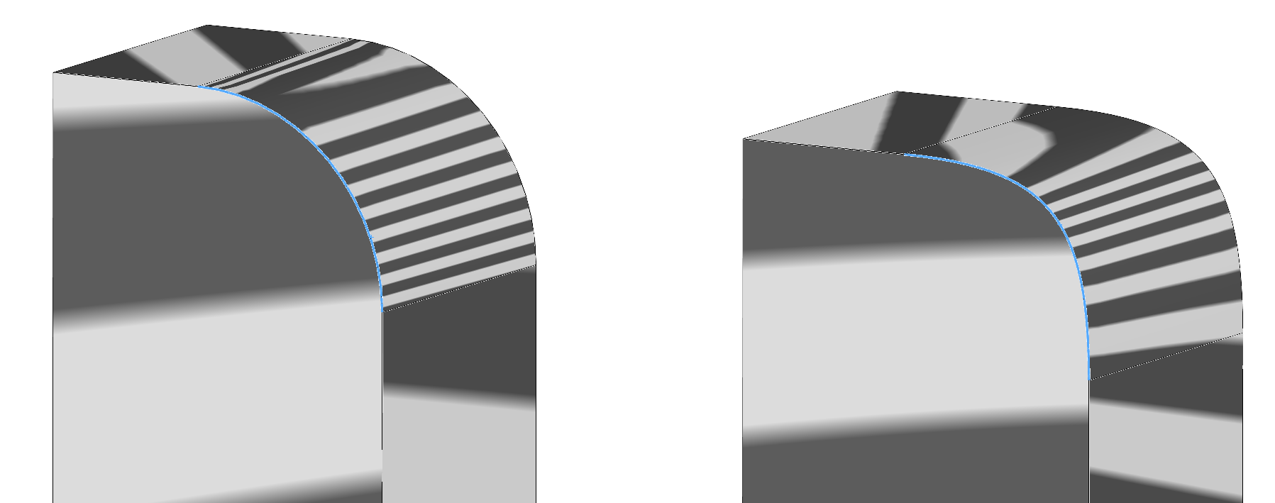 Fillet with 10 mm Radius vs fillet with conical radius