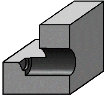 Asymmetrically ending hole