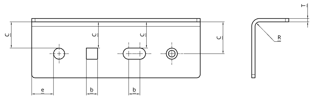 Dimensions for proper hole-bend spacing