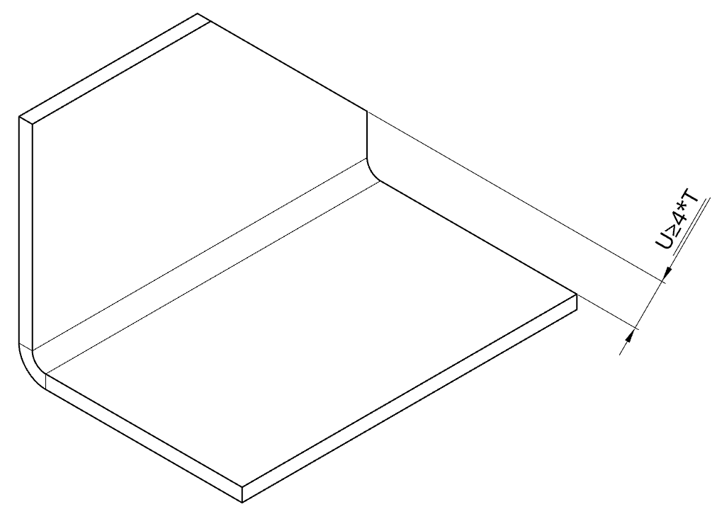 Chamfer at/near a bend